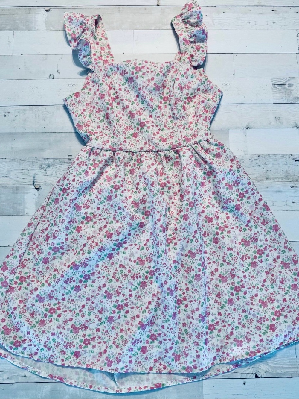 Altar'd State Pink & White Floral Ruffle-Shoulder Sundress Sz XS